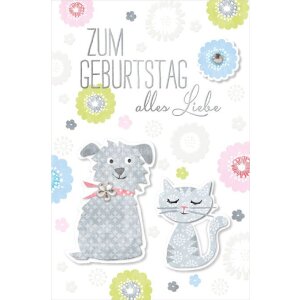 Artebene Card Compleanno Cane Strass 3D, in rilievo