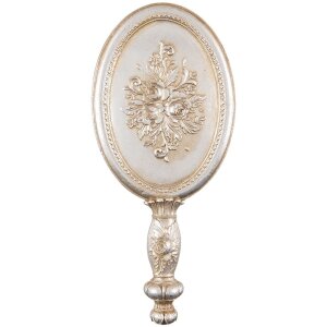 Specchio a mano in argento barocco 12x3x27 cm
